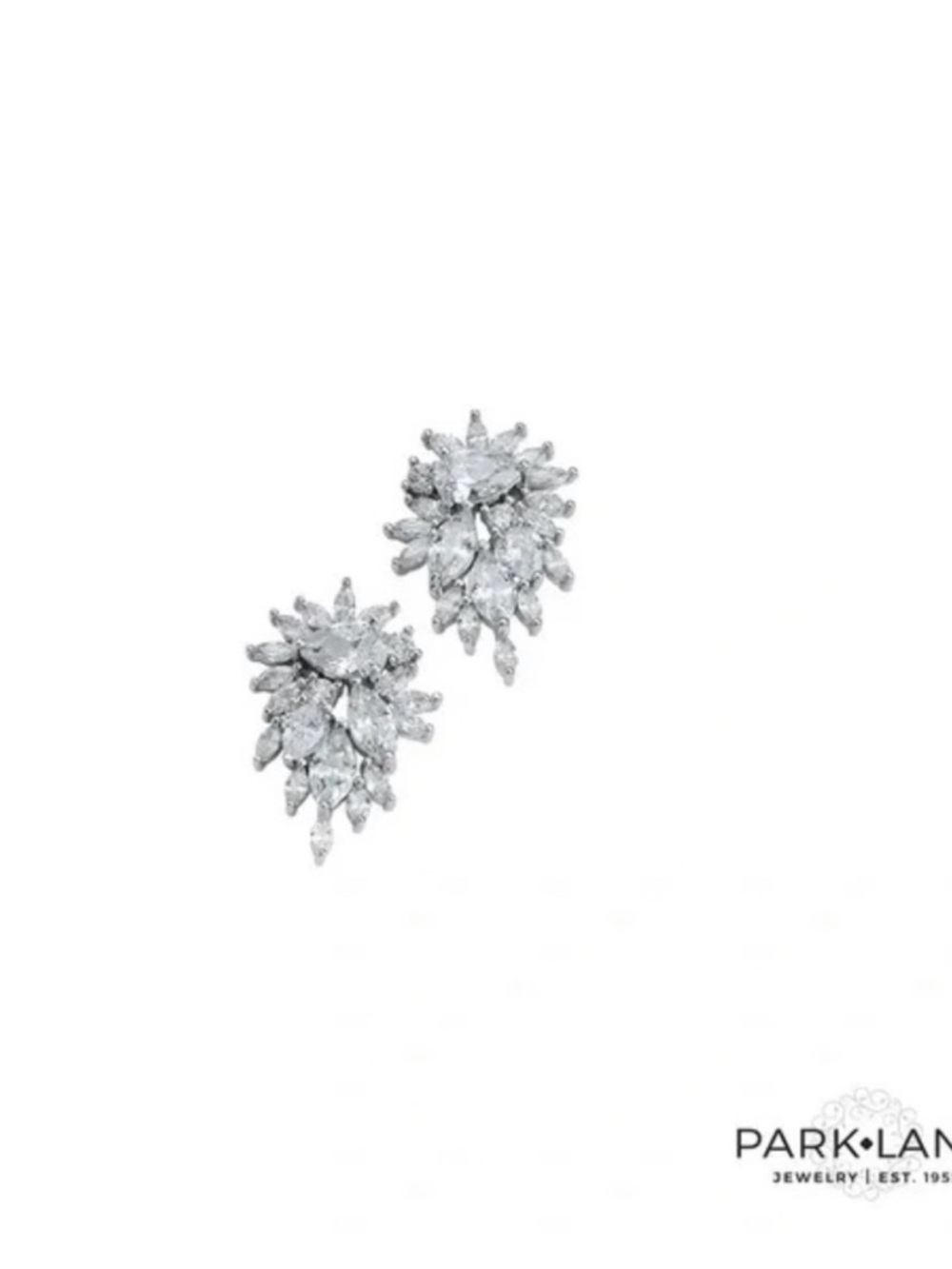 NWT Park Lane Silver Crystal Cluster Drop Stud Earrings - Clear
